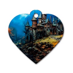 Castle Fantasy Dog Tag Heart (one Side) by Ndabl3x