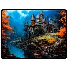 Castle Fantasy Two Sides Fleece Blanket (large) by Ndabl3x