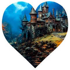 Castle Fantasy Wooden Puzzle Heart by Ndabl3x