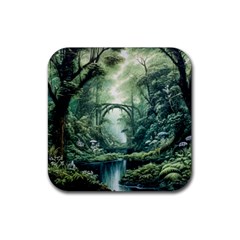 River Forest Wood Nature Rubber Coaster (square) by Ndabl3x