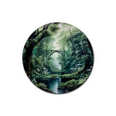 River Forest Wood Nature Rubber Coaster (round) by Ndabl3x