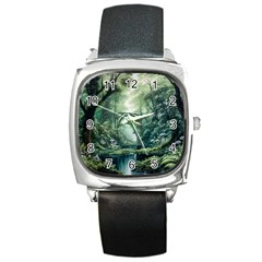 River Forest Wood Nature Square Metal Watch by Ndabl3x