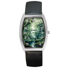 River Forest Wood Nature Barrel Style Metal Watch by Ndabl3x