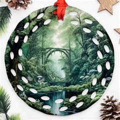 River Forest Wood Nature Round Filigree Ornament (two Sides) by Ndabl3x