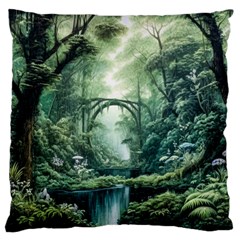 River Forest Wood Nature Large Premium Plush Fleece Cushion Case (two Sides) by Ndabl3x