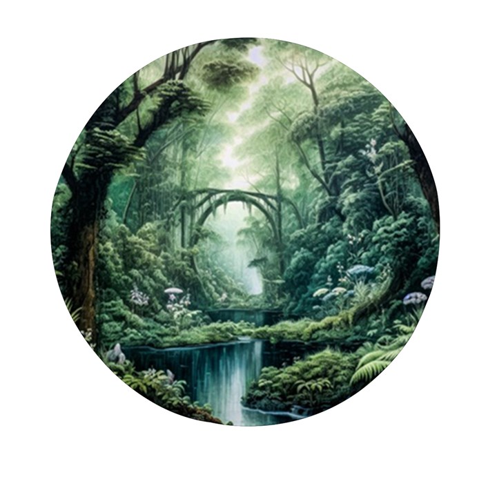 River Forest Wood Nature Mini Round Pill Box