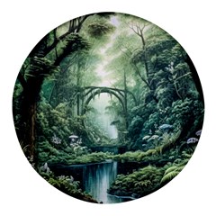 River Forest Wood Nature Round Glass Fridge Magnet (4 Pack)