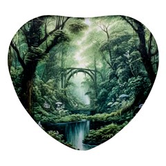 River Forest Wood Nature Heart Glass Fridge Magnet (4 Pack)