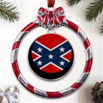 Rebel flag  Metal Red Ribbon Round Ornament Front