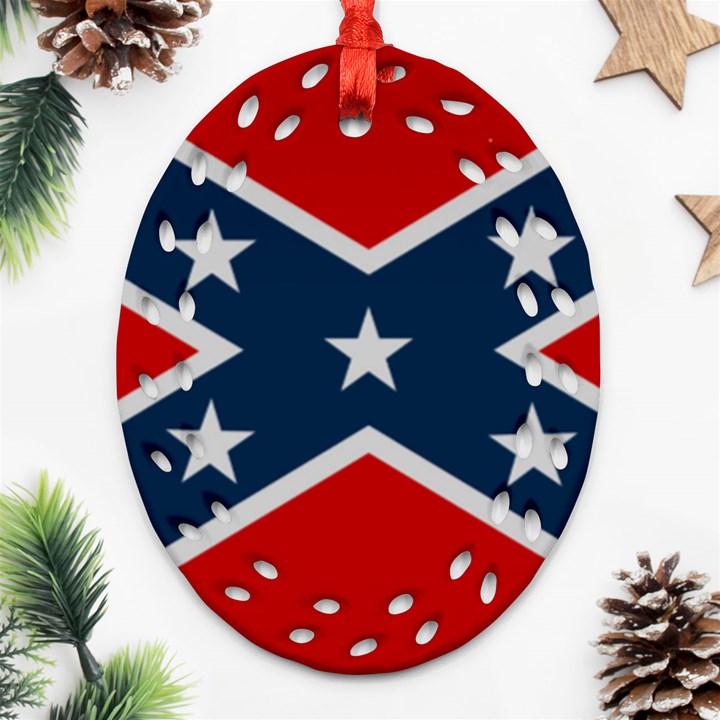 Rebel flag  Oval Filigree Ornament (Two Sides)