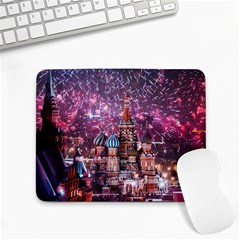 Moscow Kremlin Saint Basils Cathedral Architecture  Building Cityscape Night Fireworks Small Mousepad by Cowasu