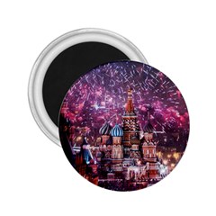 Moscow Kremlin Saint Basils Cathedral Architecture  Building Cityscape Night Fireworks 2 25  Magnets by Cowasu