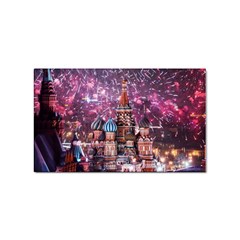 Moscow Kremlin Saint Basils Cathedral Architecture  Building Cityscape Night Fireworks Sticker (rectangular) by Cowasu