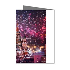 Moscow Kremlin Saint Basils Cathedral Architecture  Building Cityscape Night Fireworks Mini Greeting Cards (pkg Of 8) by Cowasu