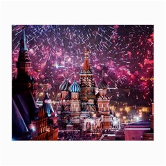 Moscow Kremlin Saint Basils Cathedral Architecture  Building Cityscape Night Fireworks Small Glasses Cloth by Cowasu