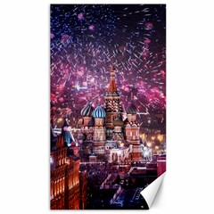 Moscow Kremlin Saint Basils Cathedral Architecture  Building Cityscape Night Fireworks Canvas 40  X 72 