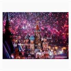 Moscow Kremlin Saint Basils Cathedral Architecture  Building Cityscape Night Fireworks Large Glasses Cloth (2 Sides) by Cowasu