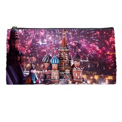 Moscow Kremlin Saint Basils Cathedral Architecture  Building Cityscape Night Fireworks Pencil Case by Cowasu