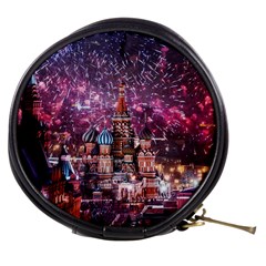 Moscow Kremlin Saint Basils Cathedral Architecture  Building Cityscape Night Fireworks Mini Makeup Bag by Cowasu