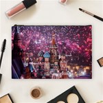 Moscow Kremlin Saint Basils Cathedral Architecture  Building Cityscape Night Fireworks Cosmetic Bag (Large) Front