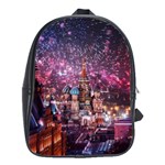 Moscow Kremlin Saint Basils Cathedral Architecture  Building Cityscape Night Fireworks School Bag (Large) Front