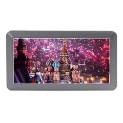 Moscow Kremlin Saint Basils Cathedral Architecture  Building Cityscape Night Fireworks Memory Card Reader (mini) by Cowasu