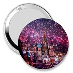 Moscow Kremlin Saint Basils Cathedral Architecture  Building Cityscape Night Fireworks 3  Handbag Mirrors Front