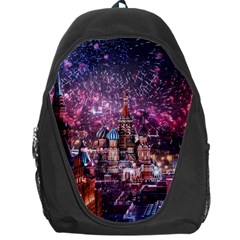 Moscow Kremlin Saint Basils Cathedral Architecture  Building Cityscape Night Fireworks Backpack Bag by Cowasu