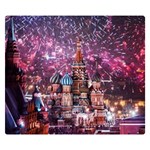 Moscow Kremlin Saint Basils Cathedral Architecture  Building Cityscape Night Fireworks Two Sides Premium Plush Fleece Blanket (Small) 50 x40  Blanket Front