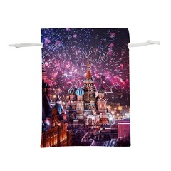 Moscow Kremlin Saint Basils Cathedral Architecture  Building Cityscape Night Fireworks Lightweight Drawstring Pouch (m) by Cowasu