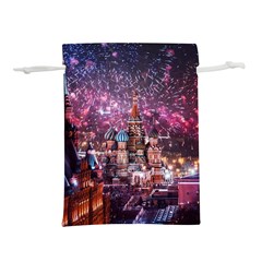 Moscow Kremlin Saint Basils Cathedral Architecture  Building Cityscape Night Fireworks Lightweight Drawstring Pouch (l) by Cowasu