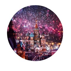 Moscow Kremlin Saint Basils Cathedral Architecture  Building Cityscape Night Fireworks Mini Round Pill Box (pack Of 3) by Cowasu