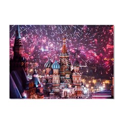 Moscow Kremlin Saint Basils Cathedral Architecture  Building Cityscape Night Fireworks Crystal Sticker (a4) by Cowasu