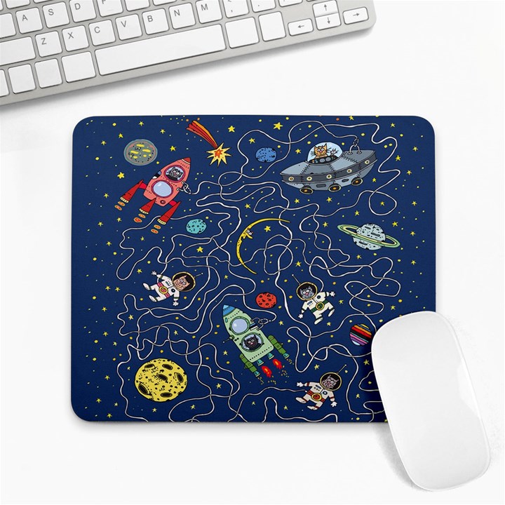 Cat Cosmos Cosmonaut Rocket Large Mousepad