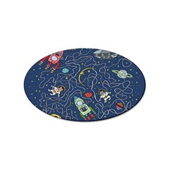 Cat Cosmos Cosmonaut Rocket Sticker (oval)