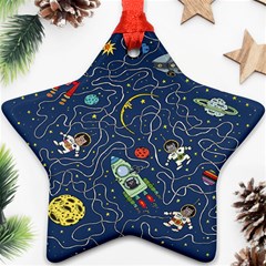 Cat Cosmos Cosmonaut Rocket Star Ornament (Two Sides)