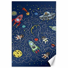 Cat Cosmos Cosmonaut Rocket Canvas 20  X 30  by Cowasu