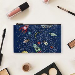 Cat Cosmos Cosmonaut Rocket Cosmetic Bag (small) by Cowasu