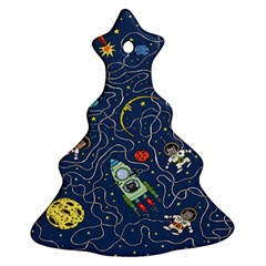 Cat Cosmos Cosmonaut Rocket Christmas Tree Ornament (two Sides)