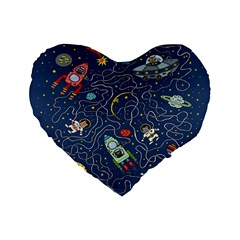 Cat Cosmos Cosmonaut Rocket Standard 16  Premium Flano Heart Shape Cushions