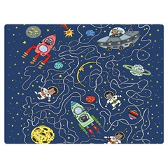 Cat Cosmos Cosmonaut Rocket Two Sides Premium Plush Fleece Blanket (extra Small) by Cowasu