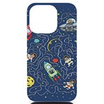 Cat Cosmos Cosmonaut Rocket iPhone 14 Pro Black UV Print Case Front