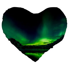 Iceland Aurora Borealis Large 19  Premium Heart Shape Cushions by Cowasu