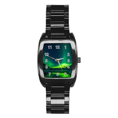 Iceland Aurora Borealis Stainless Steel Barrel Watch by Cowasu