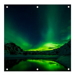 Iceland Aurora Borealis Banner And Sign 4  X 4  by Cowasu