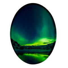 Iceland Aurora Borealis Oval Glass Fridge Magnet (4 Pack)