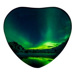 Iceland Aurora Borealis Heart Glass Fridge Magnet (4 Pack) by Cowasu