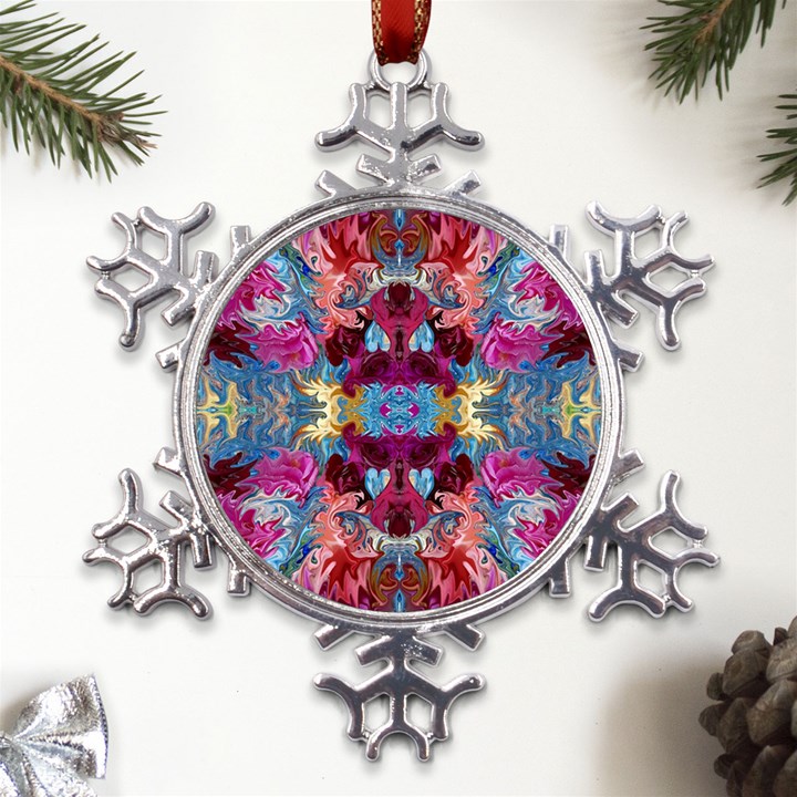 Roses Liquify  Metal Large Snowflake Ornament