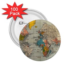 Vintage World Map 2 25  Buttons (100 Pack)  by Cowasu