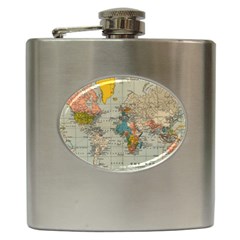 Vintage World Map Hip Flask (6 Oz) by Cowasu